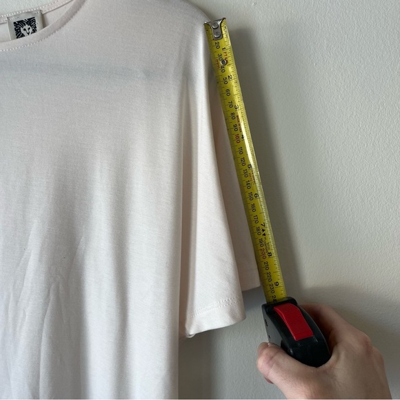 Anne Klein NWOT keyhole back sheer neutral short flutter sleeve shirt soft small - Picture 9 of 10